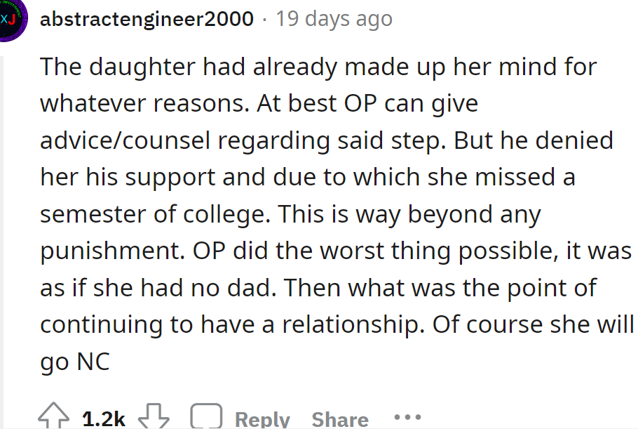 It's the worst possible thing that a parent could do to a child