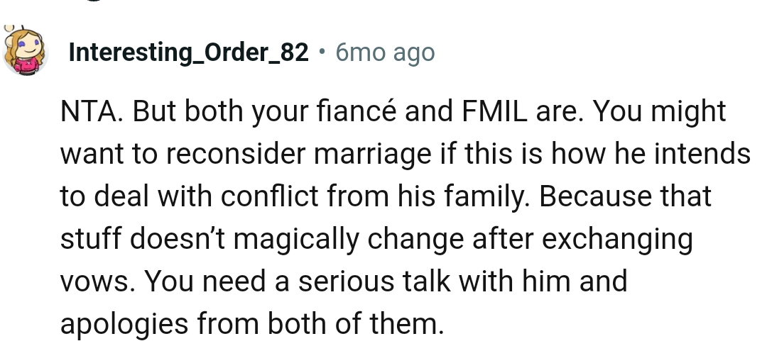 The OP Needs to Have a Serious Talk with the Fiancé