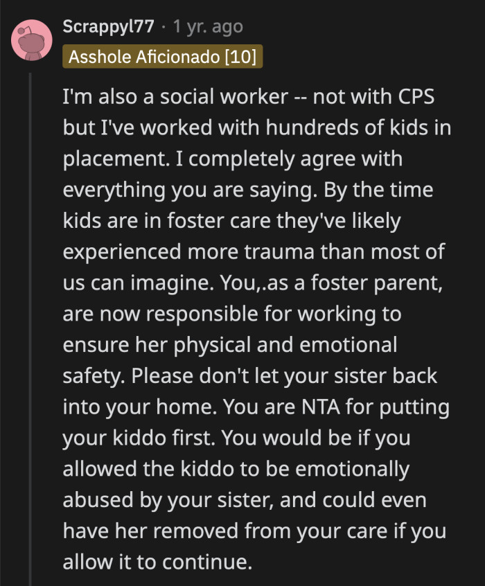 OP Needs to Reassure Her Daughter That Their Home Is a Safe Space for Her and That She Will Do Everything to Keep It That Way. Kicking Her Sister Out Was the First Step After the Things She Said and Did to May.