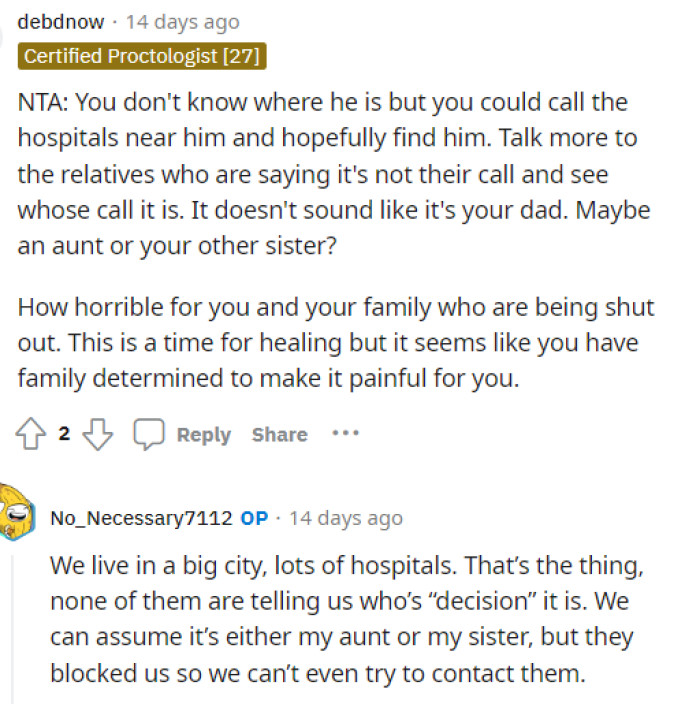 People tried giving her advice, but it seems that much of the situation is difficult and involves odd circumstances.