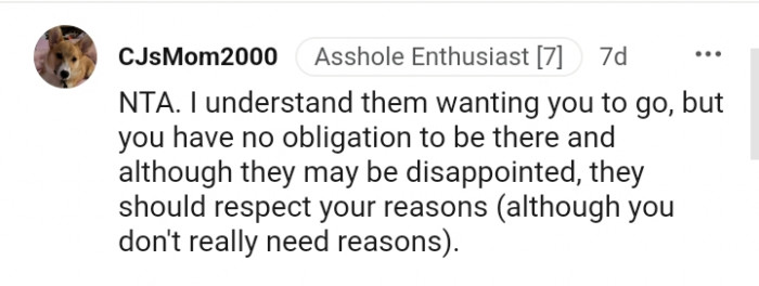 They ought to respect your reasons