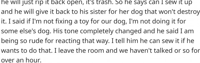 Her husband threw a tantrum.