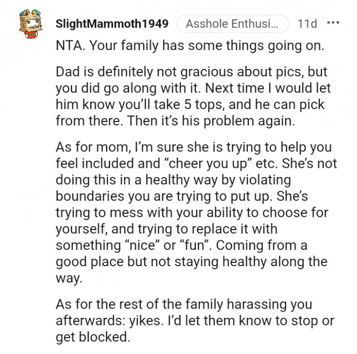 She's trying to mess with your ability to choose