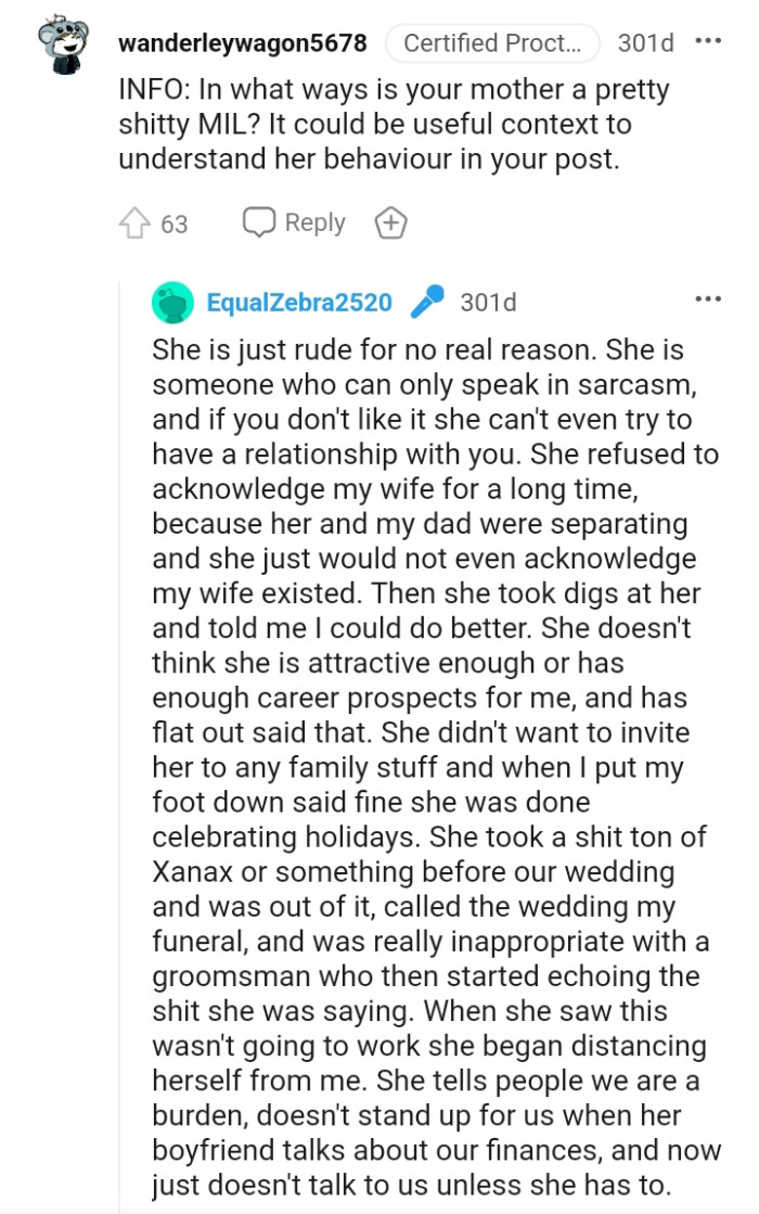 It's useful to understand the mom's behavior