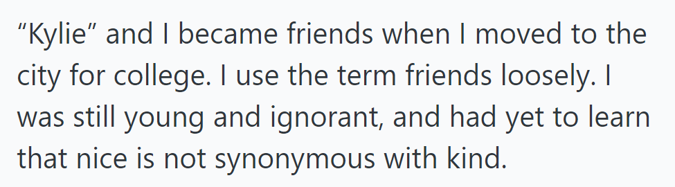 In college, OP befriended 