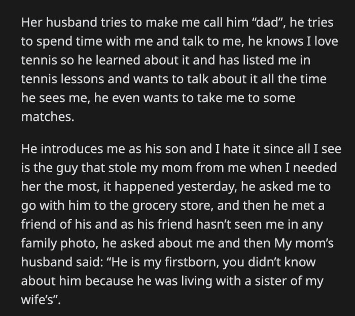 OP's Mom Cried When Her Husband Told Her About What Happened