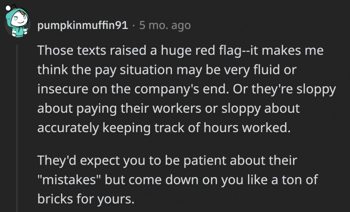 OP can reassess if he really wants to work in the company based on the red flags that showed up in the chat