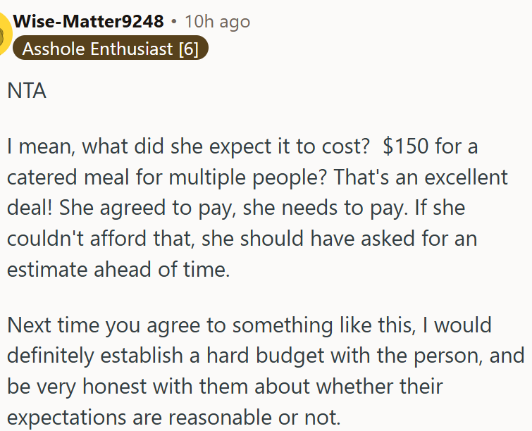 She agreed to pay, she needs to pay.