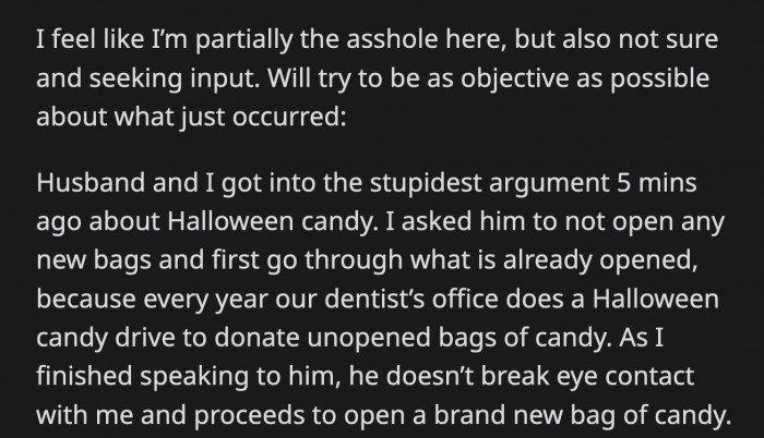 He told her that she could either apologize and drop the issue entirely, or the rest of their night would be ruined.