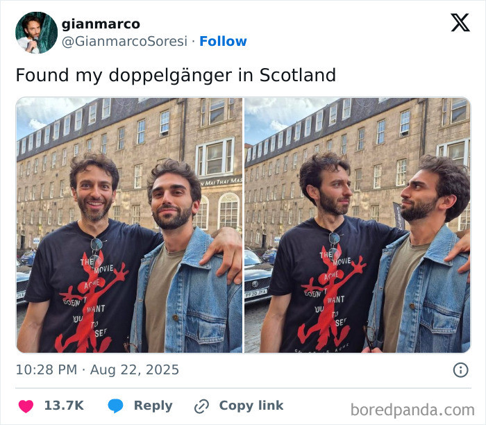 "Found My Doppelgänger In Scotland"