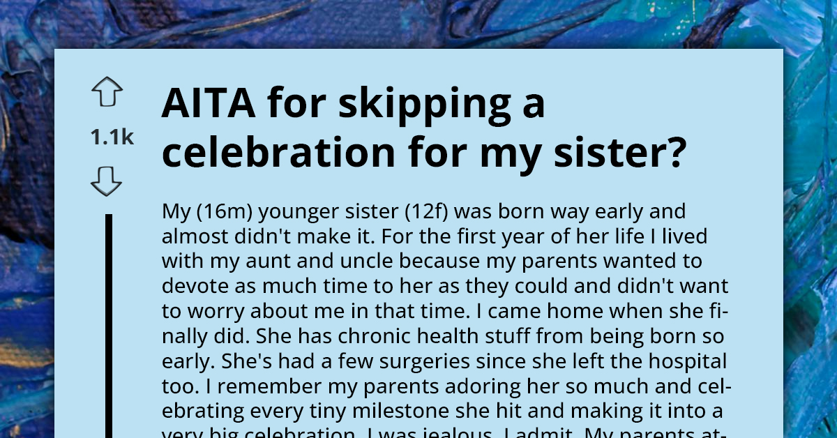 After Being Grounded By Unfair Parents, Jealous Unfavored Teen Wonders If He's an A-hole for Skipping Sister's Celebration