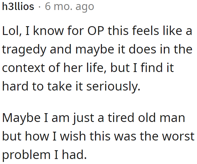 Redditor envies the OP for such a small issue in life.