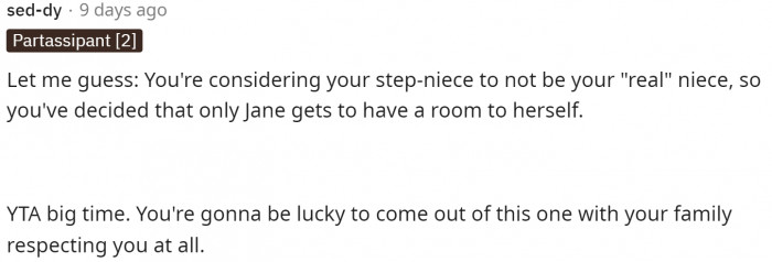 Everyone seems to agree that she is indeed TA and that her favoritism is evident. It's clear that she's treating her niece differently from her step-niece.