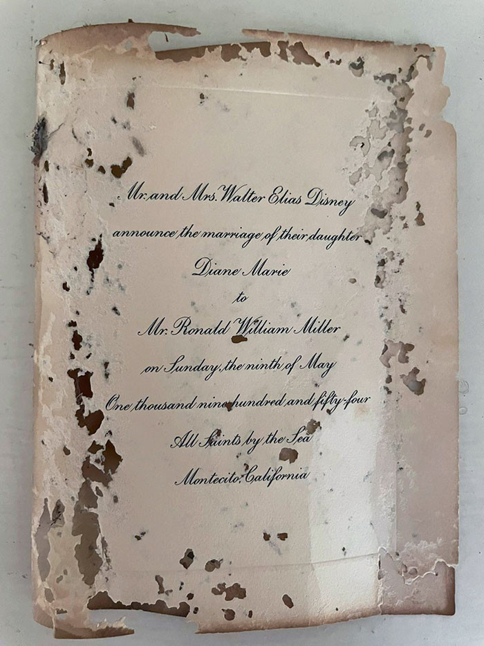 33. Someone found an invitation to Walt Disney's daughter's wedding in their house in LA