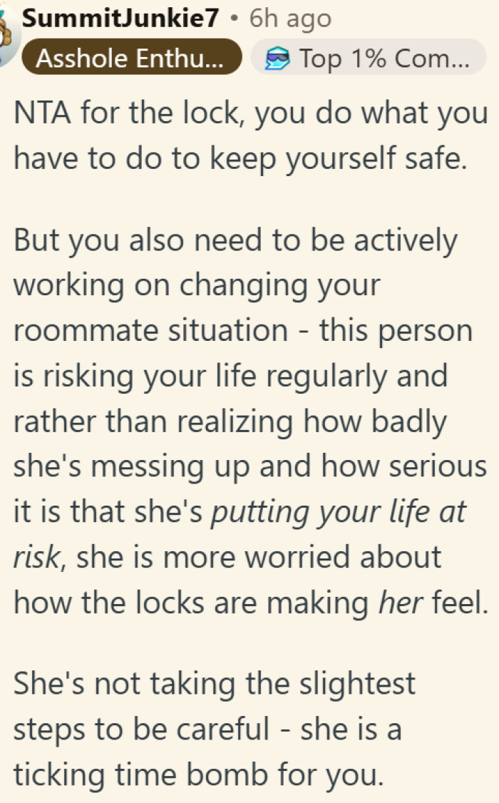 Installing a lock was necessary