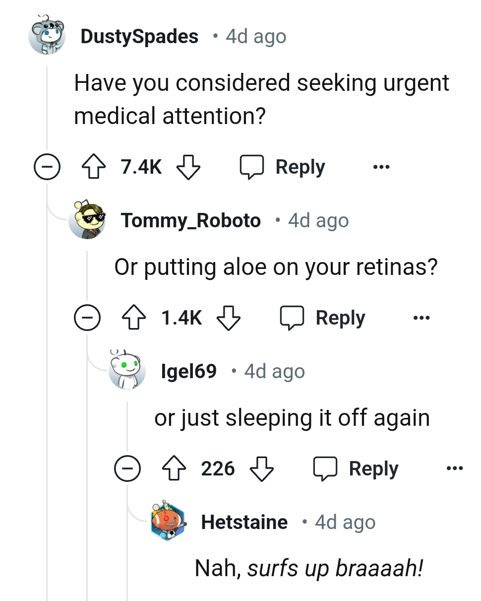 The OP should seek urgent medical attention