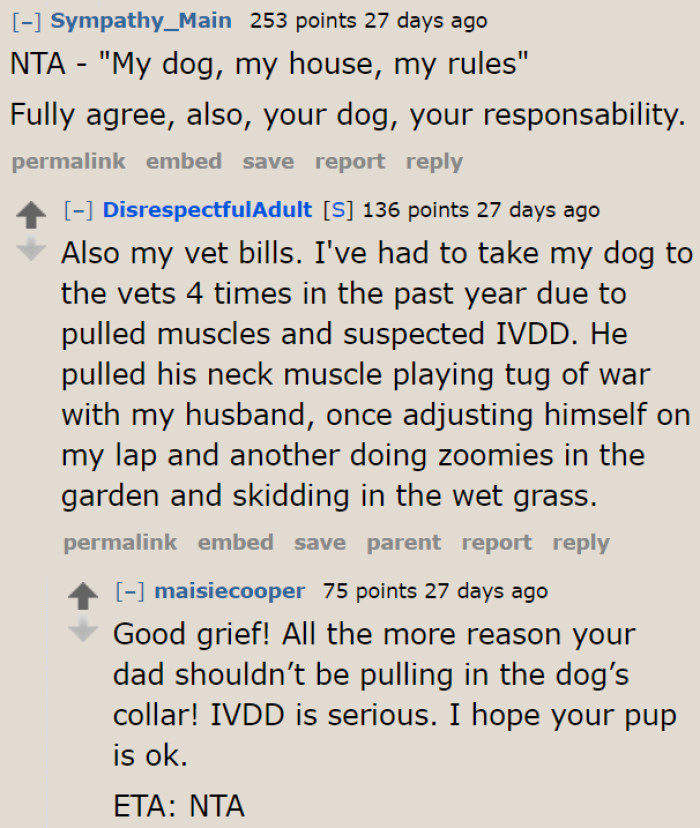 Everyone was on her side, especially since her dog is her responsibility.