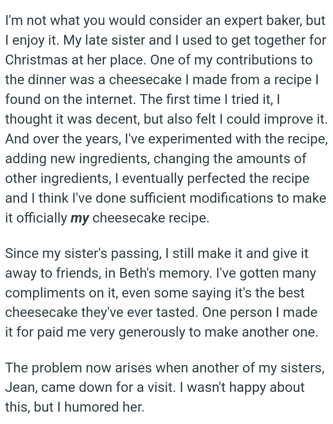 The OP has made sufficient modifications to make it officially his cheesecake recipe