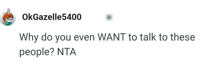 The OP shouldn't bother herself