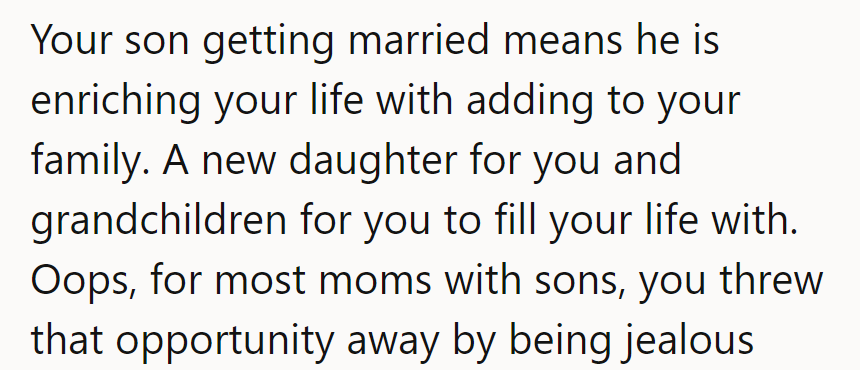 Jealousy closed the door on a new daughter and grandkids.