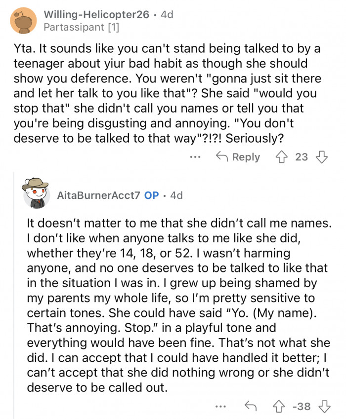 The sister's response was not rude.