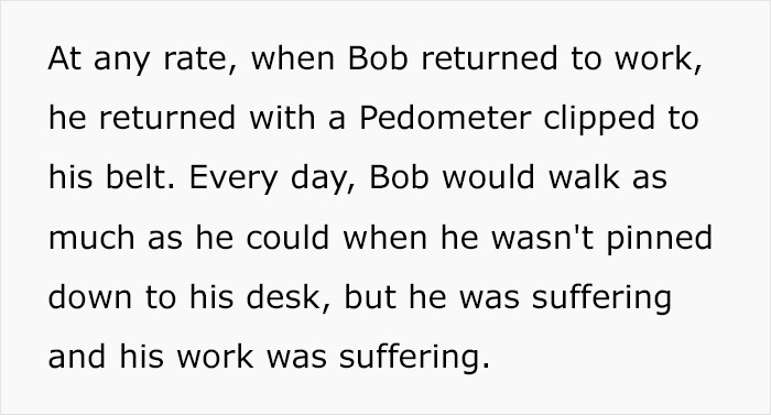 He returned with a pedometer