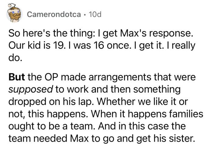 A family is a team and should act accordingly.