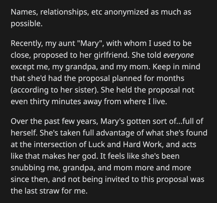 People accused OP of being bitter and entitled