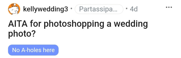 Is the OP an AH for photoshopping one photo out of all her wedding pictures?