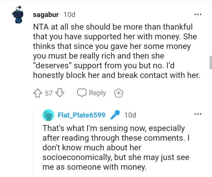 This Redditor would block her and break contact with her