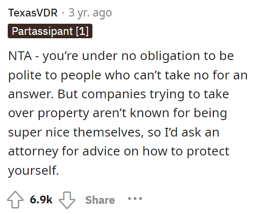 People immediately came to the comments to let OP know that they were not in the wrong and that they didn't have to sell their home if they didn't want to.