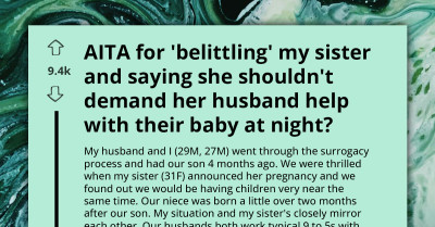 Man Gets Called Out For Belittling Sister By Insisting Her Husband Shouldn't Help With Night Feedings Due To Work Schedule