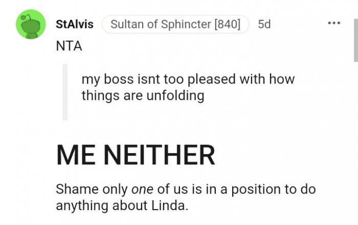 Only one of us is in the best position to do something