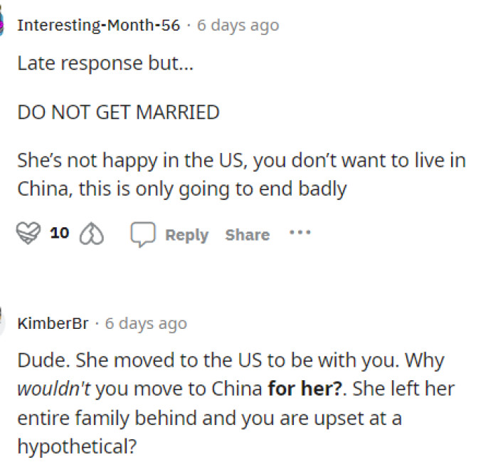 Many people are even advising him not to marry her because she's not willing to compromise on anything regarding this.