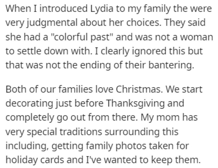 OP's Family is Judgmental About His Wife's Past