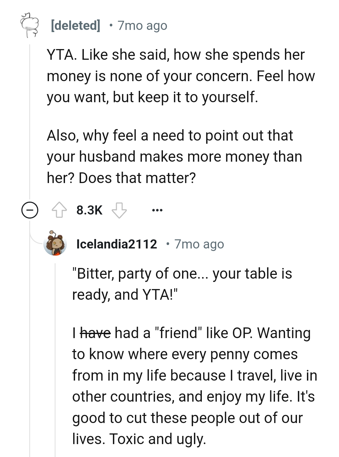 Why does the OP need to point out that her husband earns more?