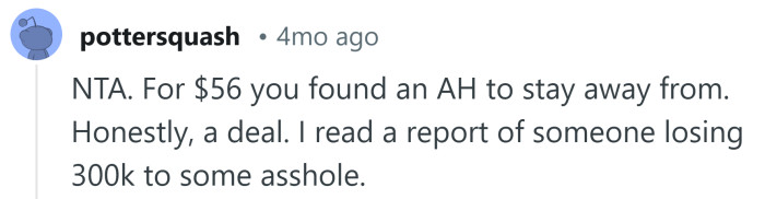 At least it was only $56.