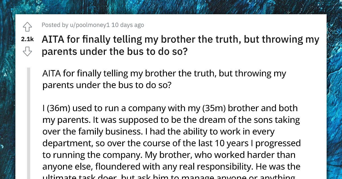 Redditor Finally Comes Clean To Brother After Years Of Lying To Him About His Shortcomings At Work