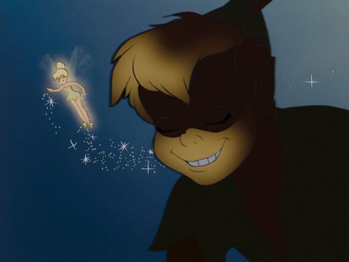 Peter Pan is a story about how you're not supposed to trust the fay. Think about it, he spirits kids off to Neverland. Or they never have to grow up or come back home. You aren't supposed to go with him because you lose your family. Like how you're not supposed to follow the will of the wisps.