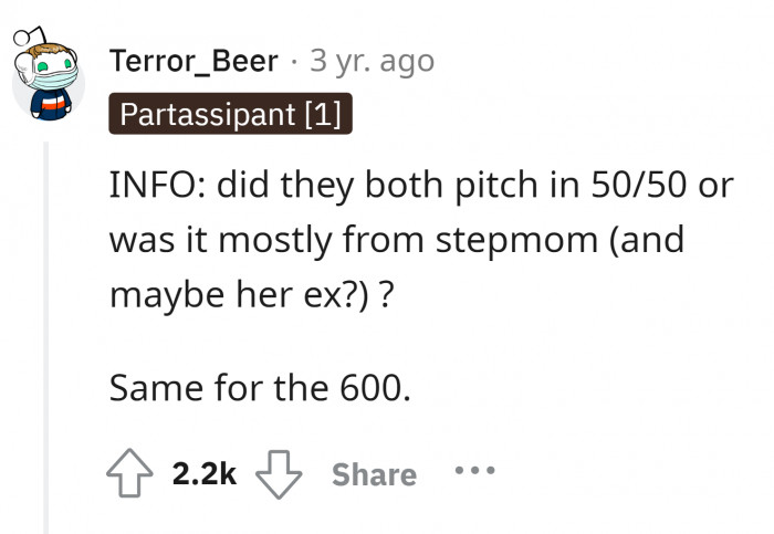 Even if the cost is fair for both parents, if his father wants to buy one for his son, he can go to his ex-wife and talk about splitting the bill.