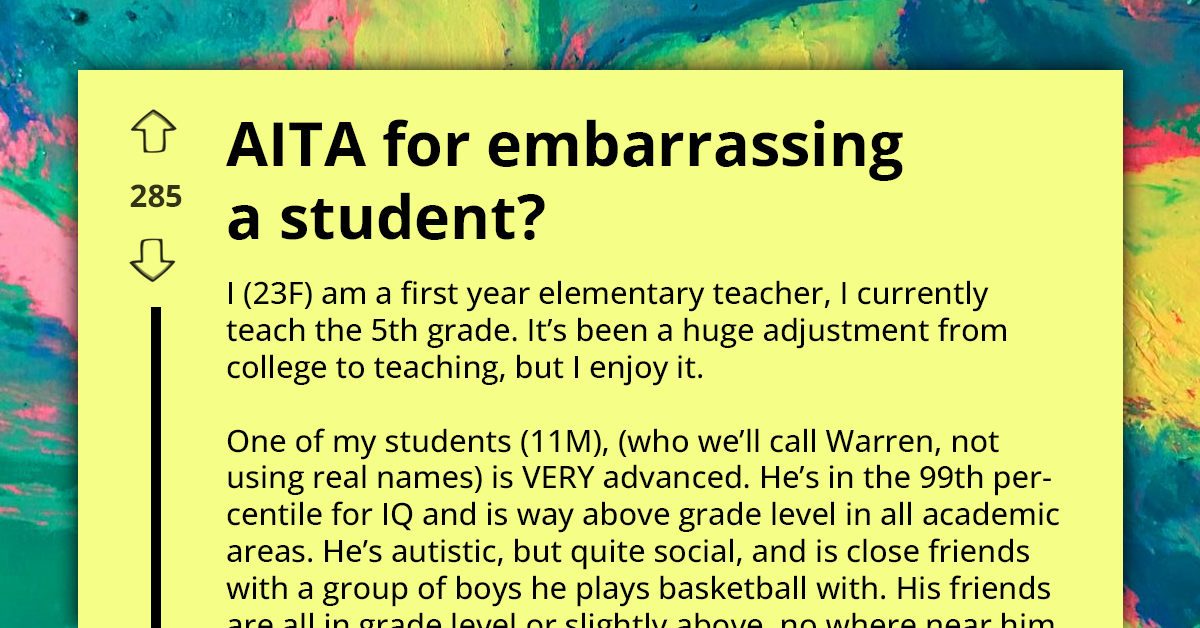 Teacher Accused Of Favoritism After Giving Advanced Worksheet To Student Who Questioned Her Ways Of Teaching Autistic Kid