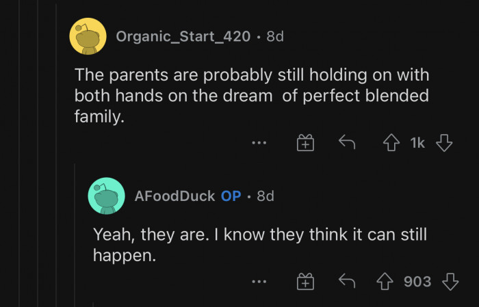 The parents still think they can hold onto their dream.