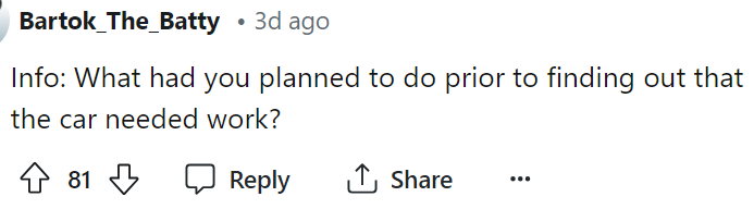 Some people wanted to know more details about what he had planned to do for her birthday if it wasn't the car.