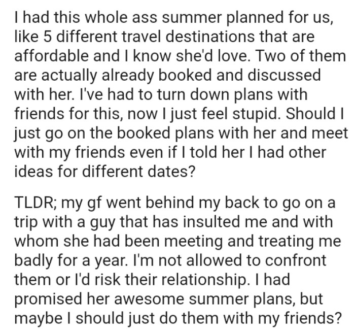 The Original Poster Actually Had to Turn Down Plans with Friends for This; Now He Just Feels Stupid