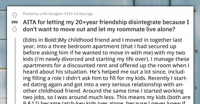 Recently Divorced Mom Lets Her Male Friend in Need Move In; Now He Wants Her to Move Out Because She Is in a Relationship
