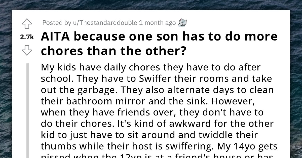 Mom Gets Massively Dragged For Making One Of Her Kids Do More Chores Than The Other