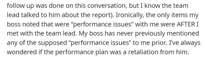 Suspicion arose when the boss only cited 