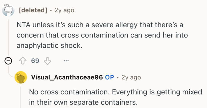 This Redditor pointed out the possibility of cross contamination