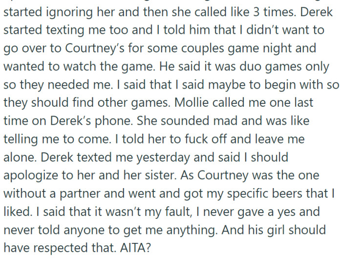 They became really pushy, so OP started ignoring them.