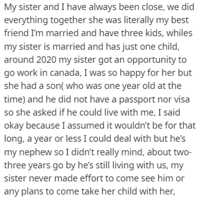 OP and their sister have always been close